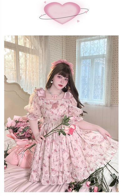 HardCandy~French Retro Plus Size Sweet Floral Lolita Dress   