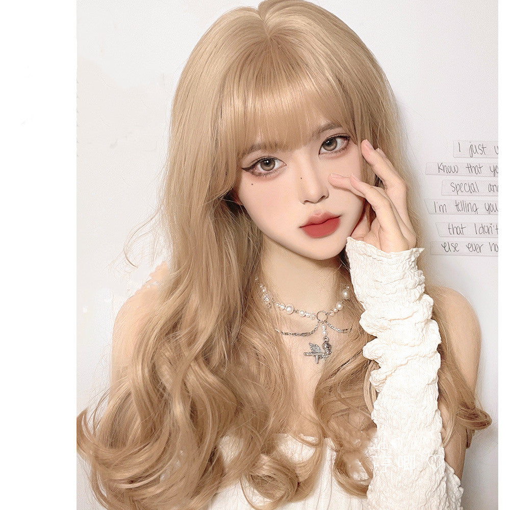 Sweet Lolita Long Culy Blonde Synthetic Wave Wig   