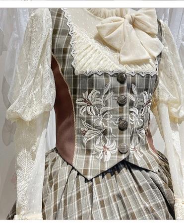 (Buy for me)Flower and Pearl Box~Elegant Lolita Vest, Blouse and SK Set   