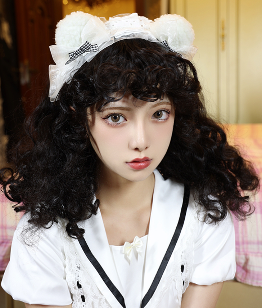Pippi Palace - Little Princess - Sweet Lolita Curly Wig Multicolors PP-148D black (in-stock)