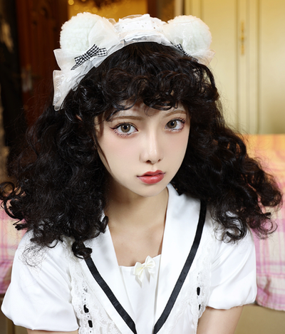 Pippi Palace~Little Princess~Sweet Lolita Curly Wig Multicolors PP-148D black  