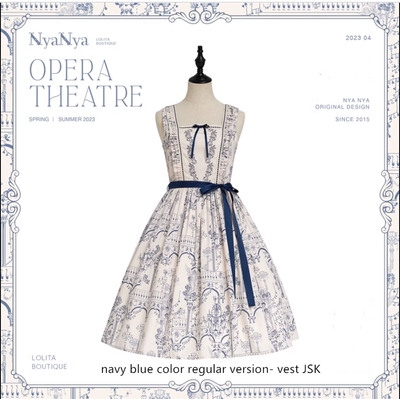 (Buyforme)NyaNya~Opera Theater~Retro and Elegant Lolita JSK Set free size vest version JSK- navy blue (regular vesion) 