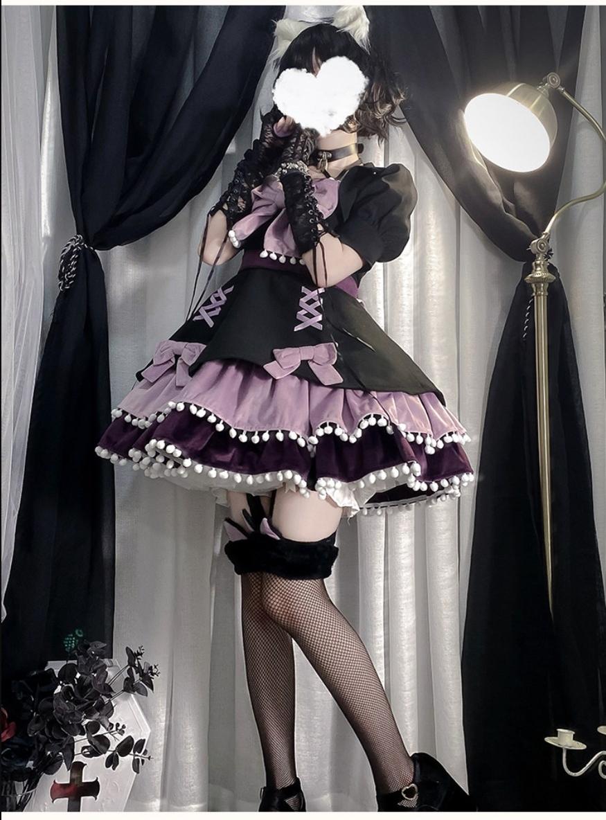 (Buy for me) With PUJI~Demon Rabbit~Sweet Purple Lolita Hood and JSK Set   