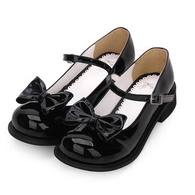 Angelic Imprint~Sweet Lolita Round-tow Lolita Shoes Multicolors 34 black patent leather 