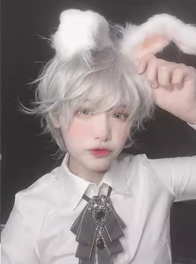 PippiPalace~Mr. Rabbit~Gray Slightly Short Curly Wig   