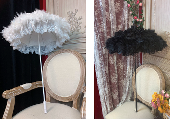 Exquisite Retro Wedding Tiered-Lace Feather Lolita Parasol   