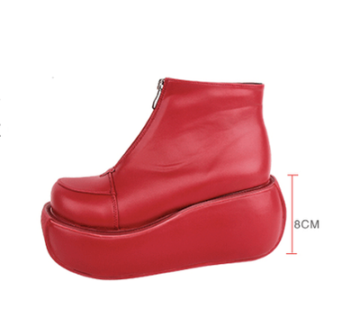 Angelic Imprint~Punk Lolita 8CM Zipper Red Boots   