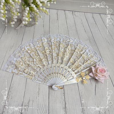 (Buy for me) Cocoa Sauce~Gothic Lolita Lace Gorgeous Folding Fan   