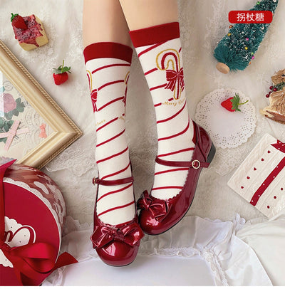 Sheep Puff~Christmas Cotton Lolita Calf Socks   