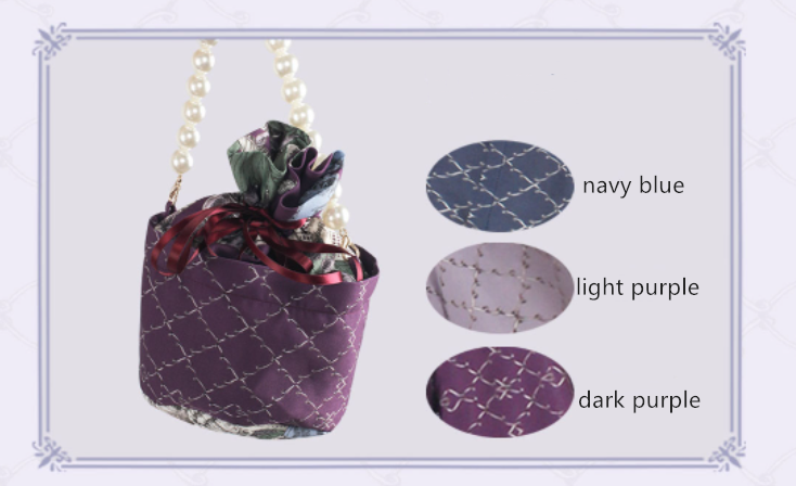 Magic Tea Party~Grape Princess Lolita Bag/Scarf/KC bag navy blue 