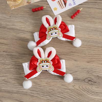 Xiaogui~Han Lolita Rabbit Cat Ear Bow Hairclips 6. rabbit embroidery clip  