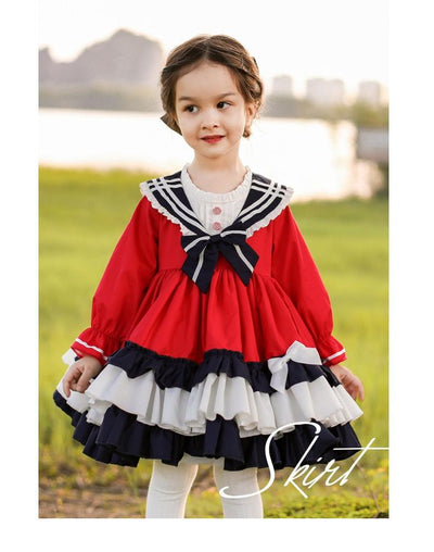 Kid Lolita Winter Preppy Style Fashion Dress 120cm red 