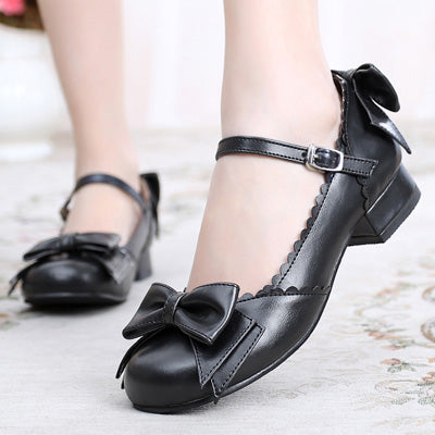Sosic - Round Toe Lolita Shoes Sweet Bow Design Size 33-41 34 black