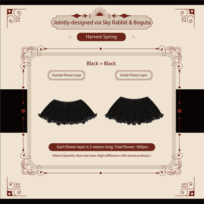 Sky Rabbit~Harvest Spring~Flower Layers for Lolita Petticoat free size 35cm black+black 