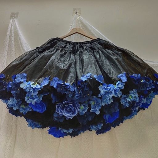 Sky Rabbit~Harvest Spring~35cm/45cm Flower Lolita Petticoat free size black+dark blue 35cm