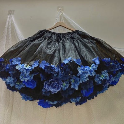 Sky Rabbit~Harvest Spring~35cm/45cm Flower Lolita Petticoat free size black+dark blue 35cm