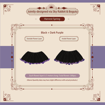 Sky Rabbit~Harvest Spring~Flower Layers for Lolita Petticoat free size 35cm black+dark purple 