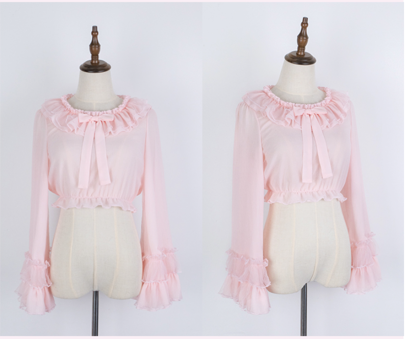 Sakurada Fawn~Plus Size Lolita Blouse Cheese Chocolate Long Sleeve   