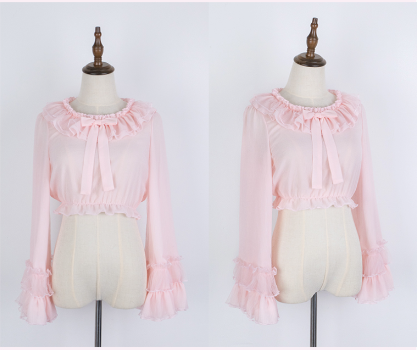Sakurada Fawn - Plus Size Lolita Blouse Cheese Chocolate Long Sleeve