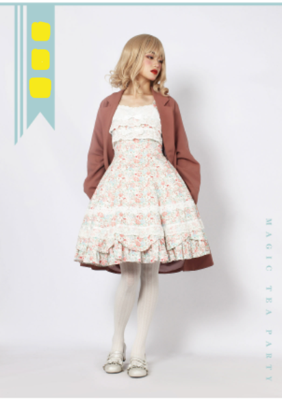 Magic Tea Party~Solid Color Lolita Casual Dress Floral Dress JSK   