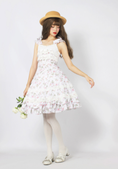 Magic Tea Party~Solid Color Lolita Casual Dress Floral Dress JSK   