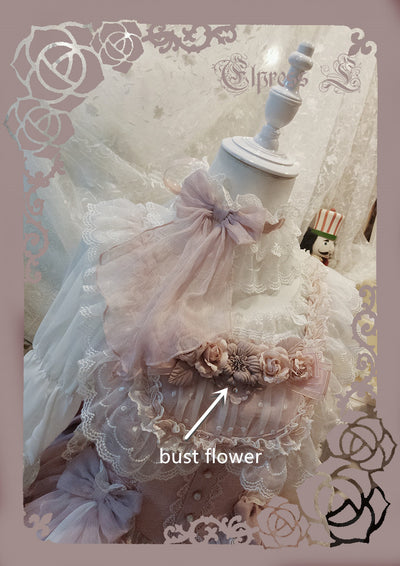 Elpress L~3D Flower Lolita Hairband Cuff Brooch Multicolors pink bust flower 