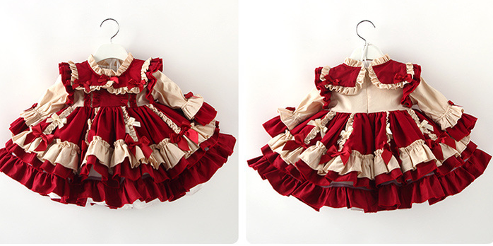 Elegant Kid Lolita Princess Burgundy Dress   