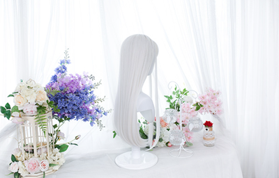 Dalao Home~Light Accumulation~White Long Straight Lolita Wig   