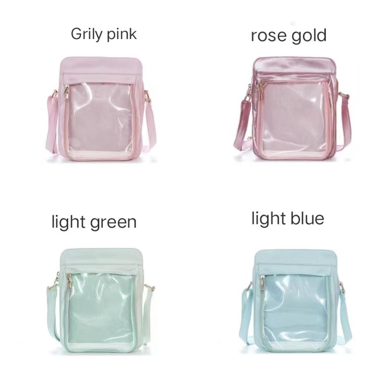 BerryQ~Casual Lolita Transparent Crossbody Ita Bag rose pink  