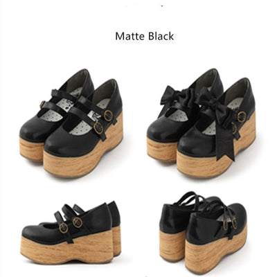 (Buyforme)MODO~Pointed Toes Thick-Soled Wood Grain Shoes   