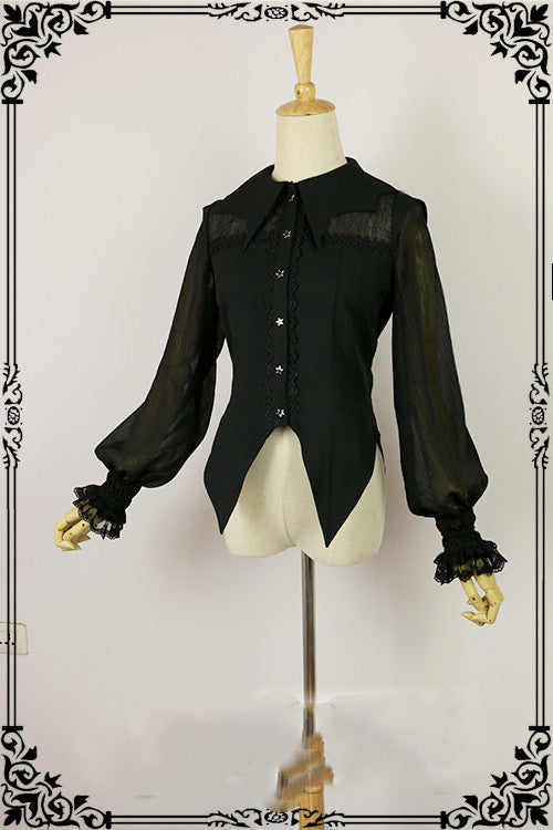 Fanzy Fantasy - Halloween Lolita Shirt Gothic Bat Collar S black bat collar
