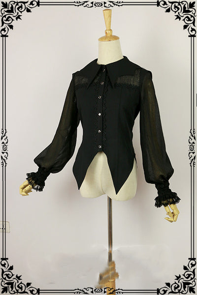 Fanzy Fantasy~Halloween Lolita Shirt Gothic Bat Collar S black bat collar 
