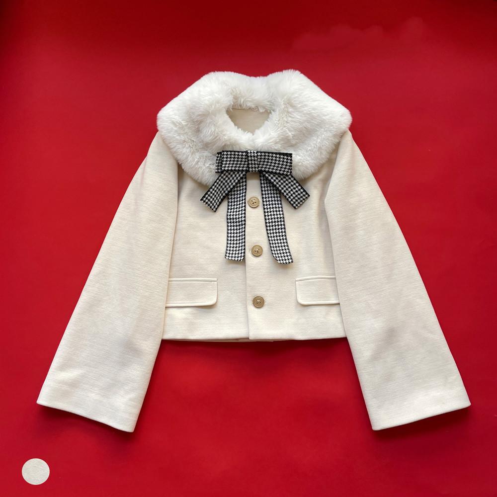 (Buyforme) ThirtyHouse~Snowy Lolita Coat Elegant Fur Collar milkshake white free size 