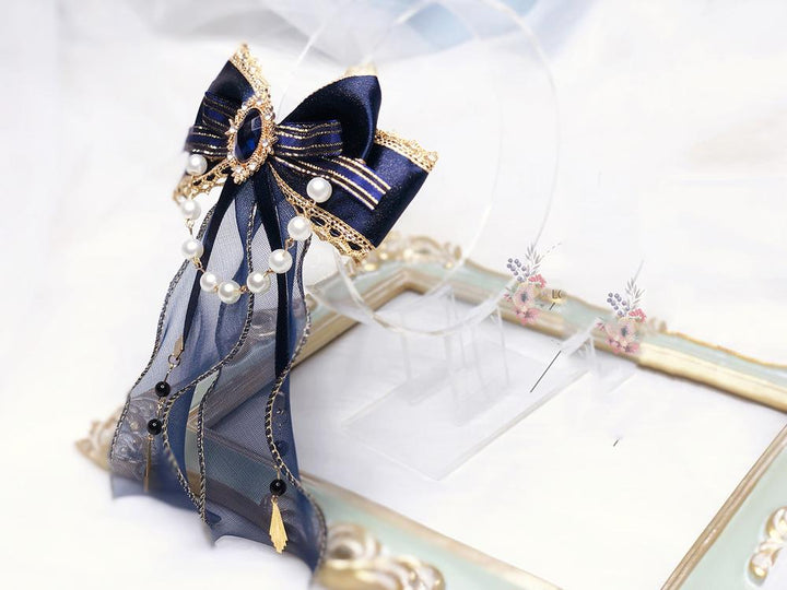 (Buy for me)QianYe~Elegant Lolita Hairclip Navy Headdress   