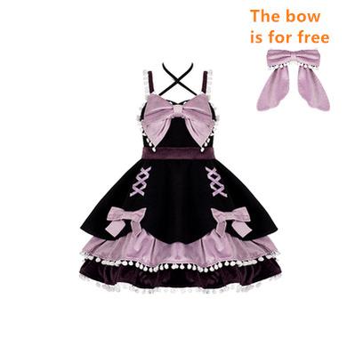(Buy for me) With PUJI~Demon Rabbit~Sweet Purple Lolita Hood and JSK Set S JSK+a big bow 