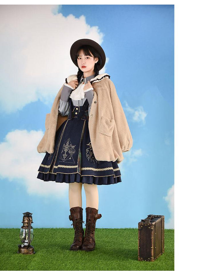 With Puji~Bear Coco Tea~Thick Lamb Wool Lolita Warm Coat   