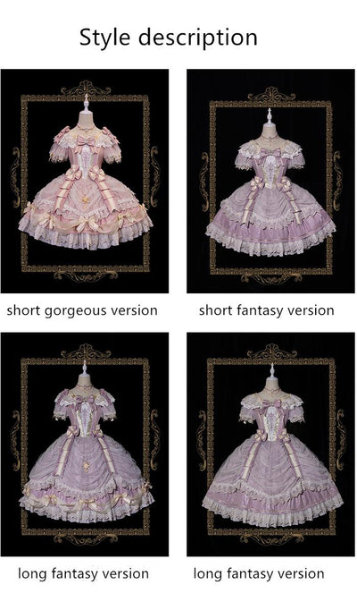 Alice Girl~Palace Retro Lolita Dress~Girl Anniversary Short Sleeve OP pink (short fantasy version) S 