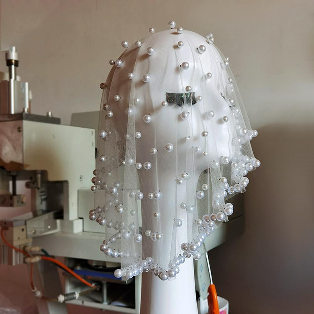 Youlapan - Bridal Face Covering Pearl Wedding Veil