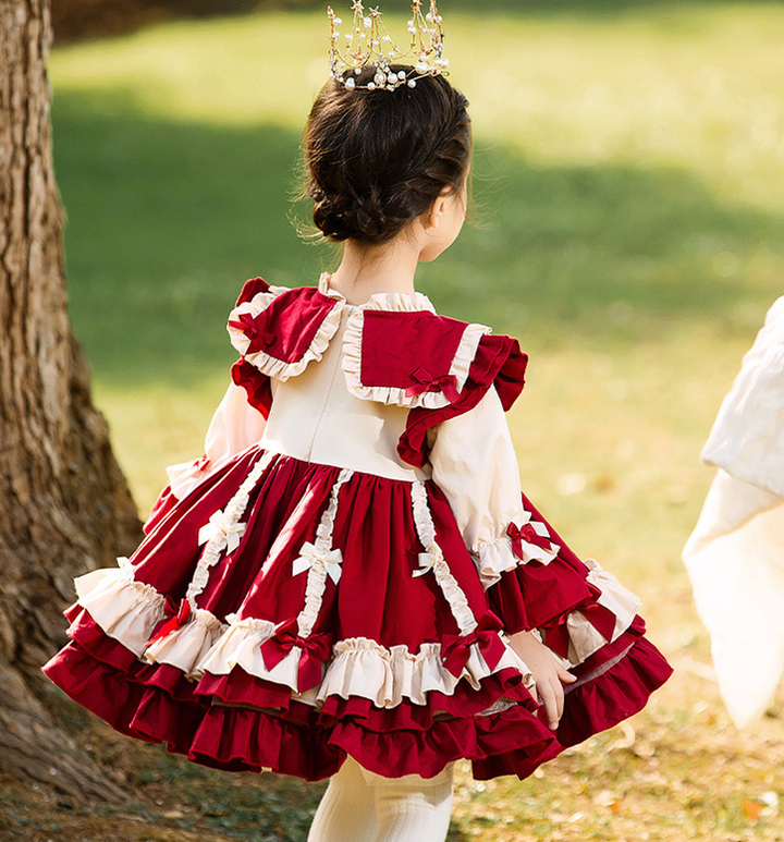 Elegant Kid Lolita Princess Burgundy Dress   