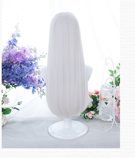 Dalao Home~Light Accumulation~White Long Straight Lolita Wig   