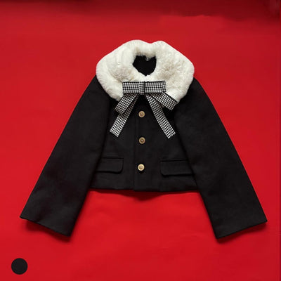 (Buyforme) ThirtyHouse~Snowy Lolita Coat Elegant Fur Collar black (50% wool) free size 