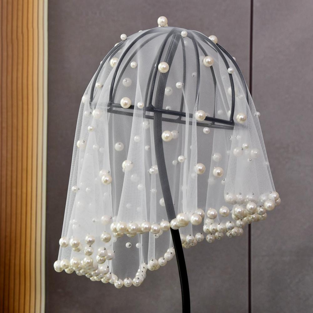 Youlapan - Bridal Face Covering Pearl Wedding Veil