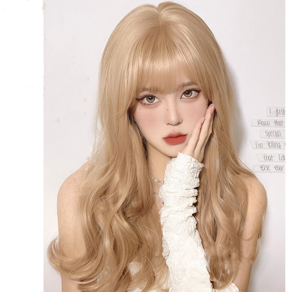 Hengji~Sweet Lolita Long Culy Blonde Synthetic Wave Wig   