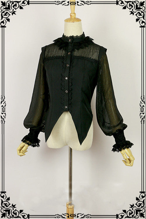 Fanzy Fantasy - Halloween Lolita Shirt Gothic Bat Collar S black normal collar