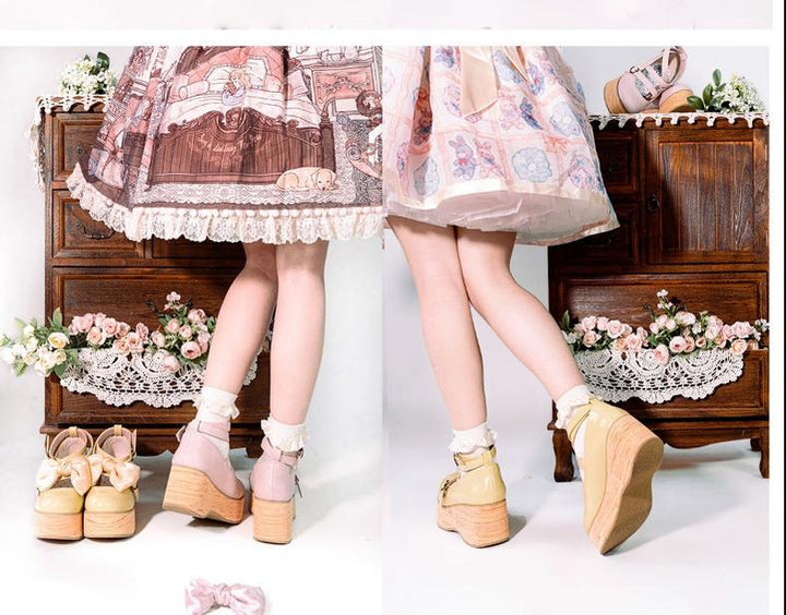 MODO~Multicolors Sweet Lolita Bow Platform Shoes