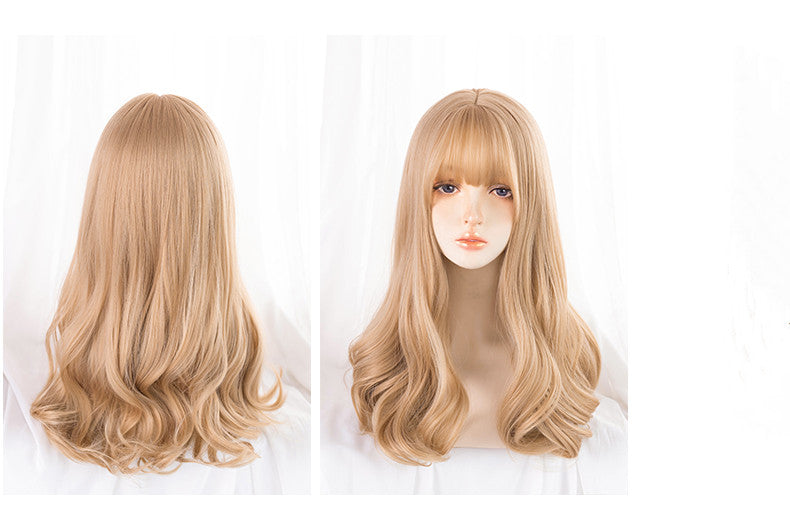 Sweet Lolita Long Culy Blonde Synthetic Wave Wig   