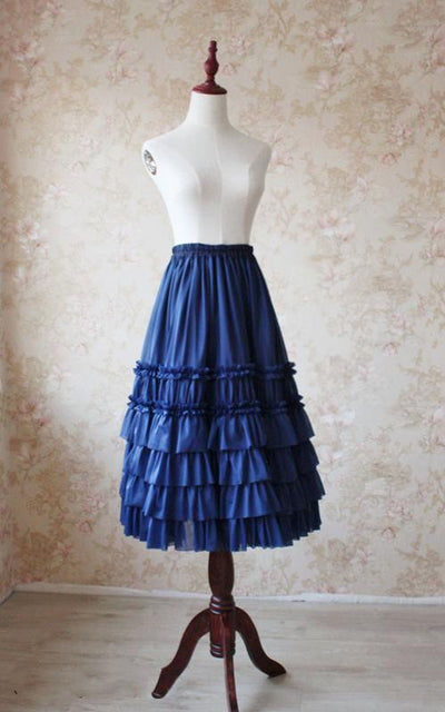 Sentaro~Mousse~Elegant Lolita Skirt Petticoat S navy blue 