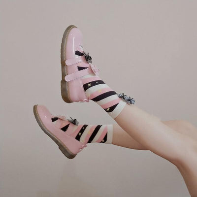 (Buyforme) Yukine's Box~Macaron Lolita Cute Stripe Socks short socks blackberry peach 