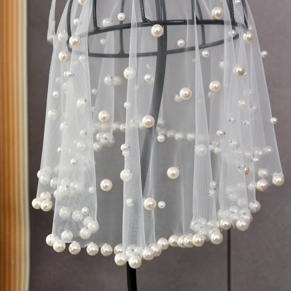Youlapan - Bridal Face Covering Pearl Wedding Veil