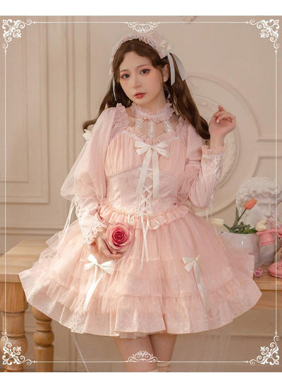 Eieyomi~Love Prelude~Gothic Lolita Long Sleeve OP pink S 